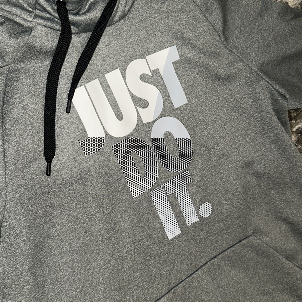 Size M Nike DriFit Gray Just Do it Hoodie Sweatshirt. Like New Condition.